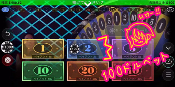 ドリームキャッチャー100ドルを2にベット