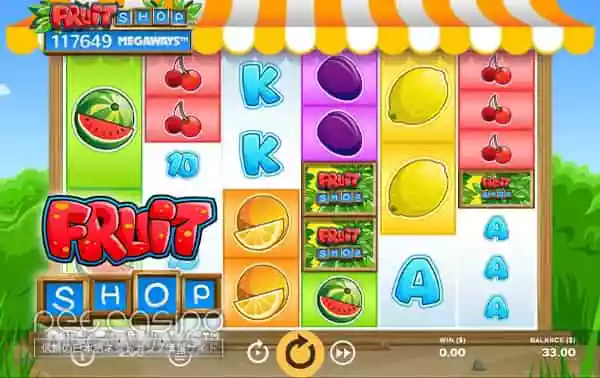 スロット「Fruit Shop Megaways」の画面