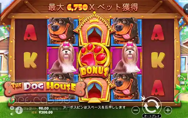 スロット「The Dog House Megawayz」の画面