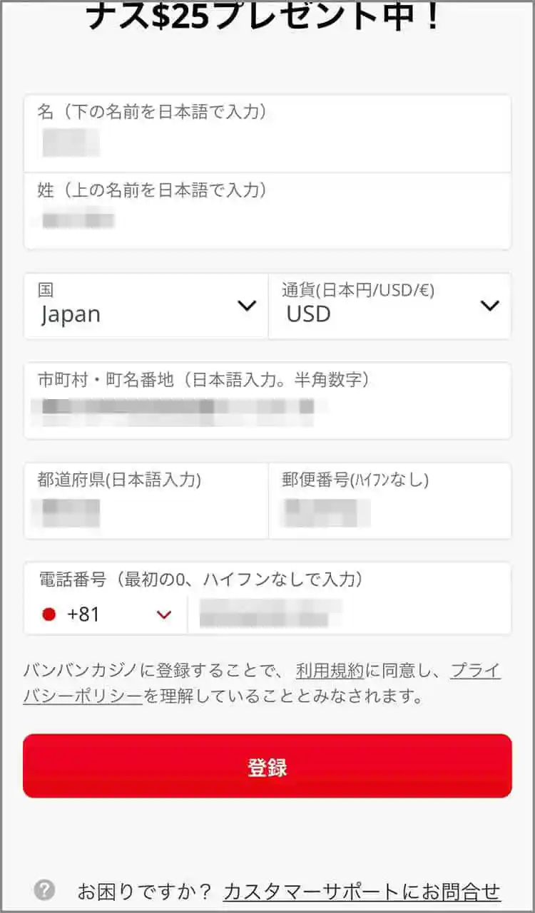 アドレス等を入力する2