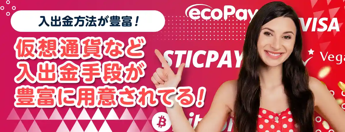 誰でもプレイしやすい豊富な入出金方法