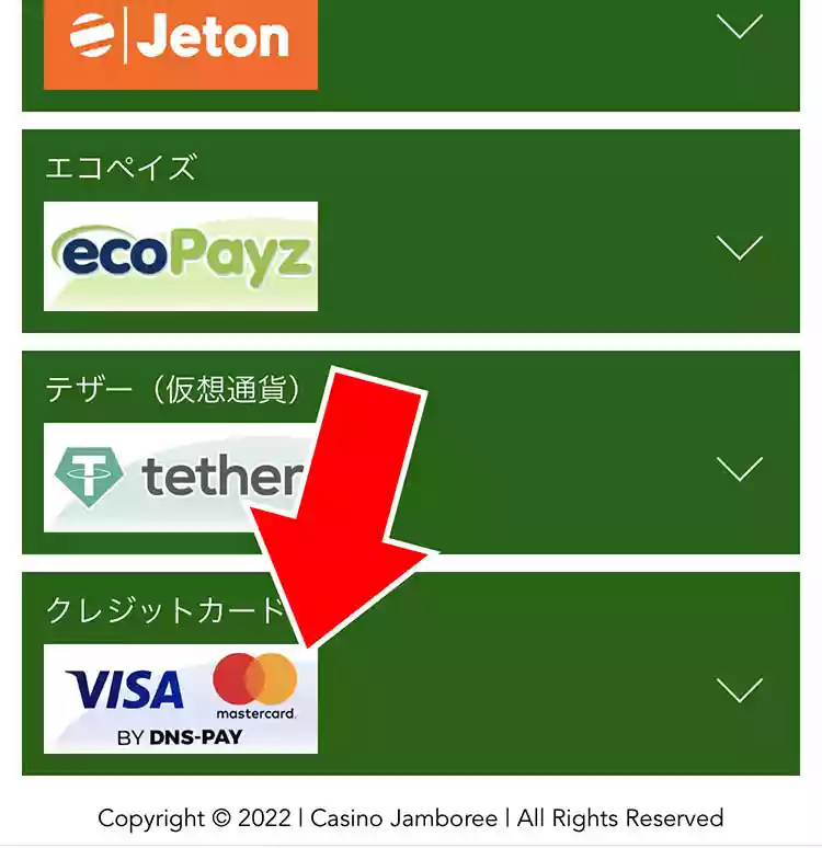 クレジットカードを選択