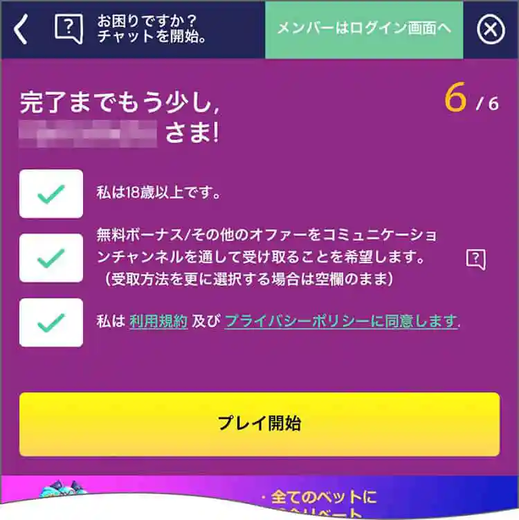 年齢の確認など入力画面