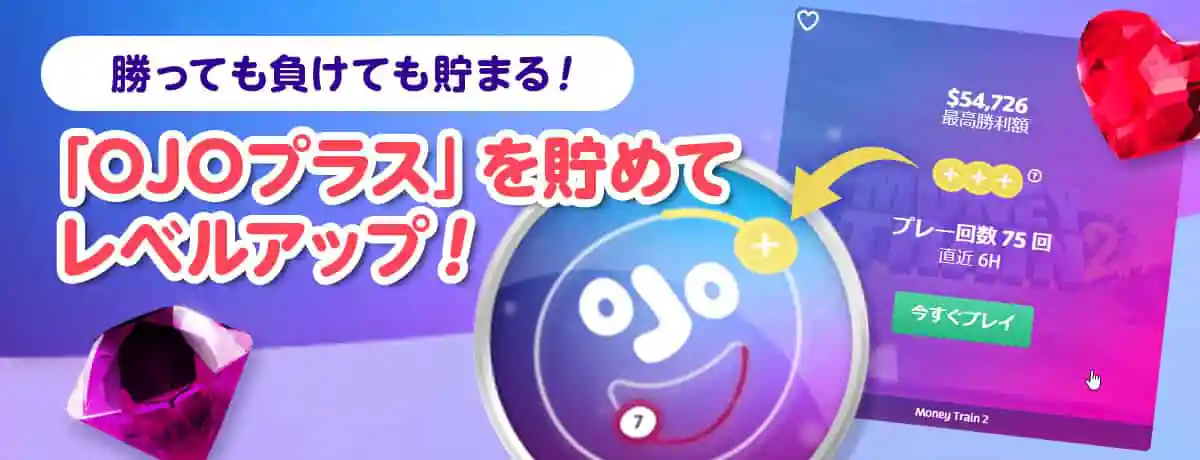 ベットの度にキャッシュが還元される「OJOプラス」