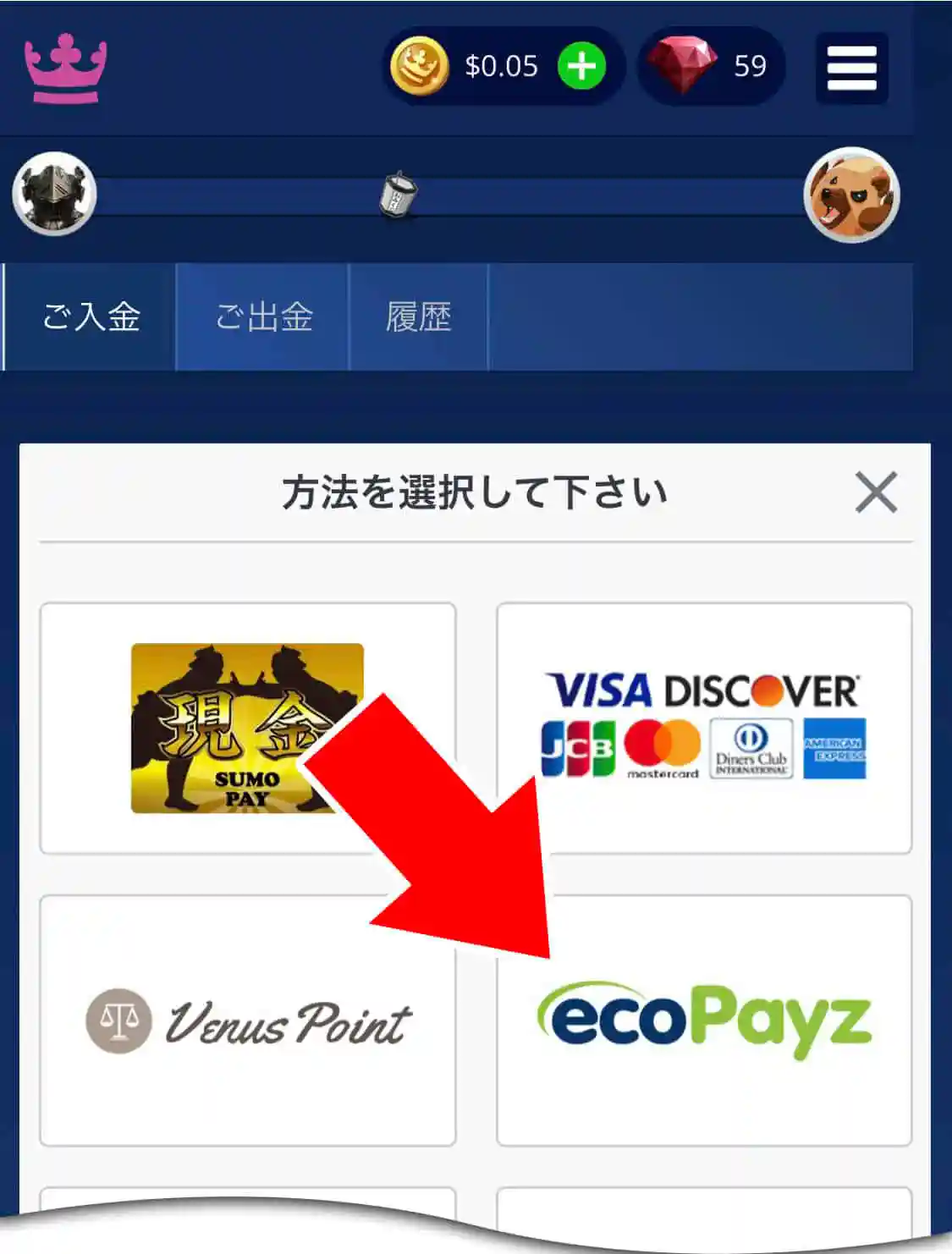 「Payz（ペイズ）」を選択する