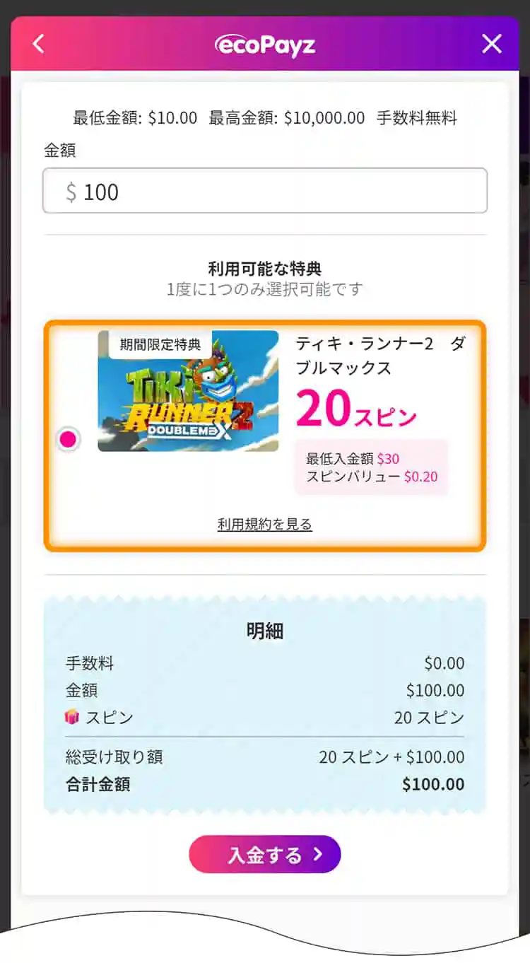 ペイズのサイトから入金手続きを行う