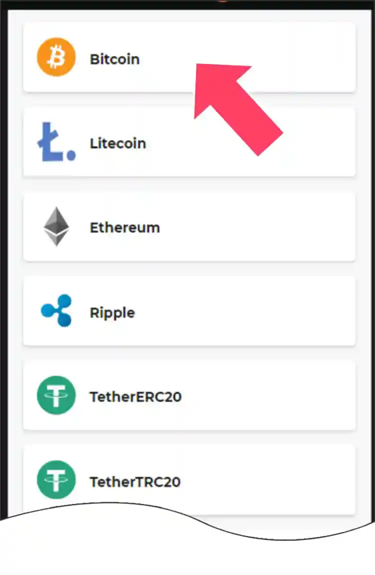 「Bitcoin」を選択する