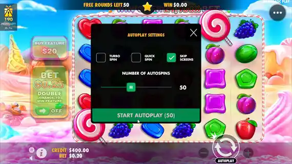 ボーナス分のSWEET BONANZA50回分