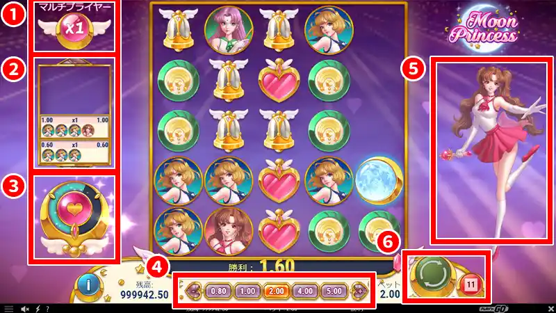 ムーンプリンセスの画面の説明