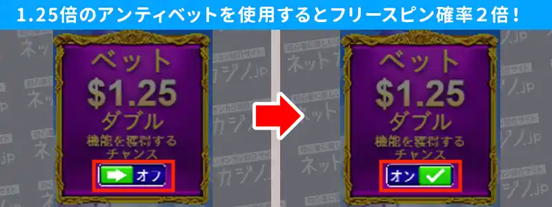 アンティベットはベット額の1.25倍