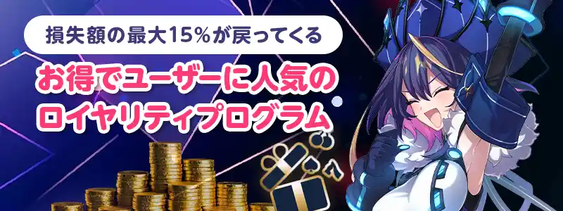 ロイヤリティプログラムで最大15%キャッシュバックを受けられる